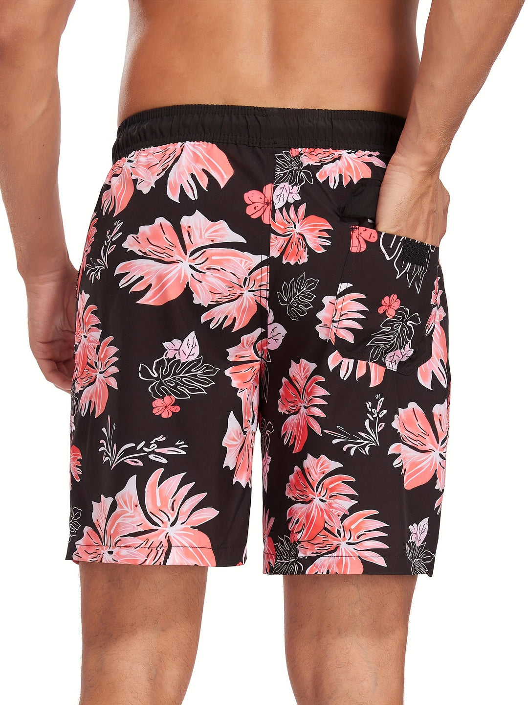 Men’s Tropical Drawstring Beach Trunks