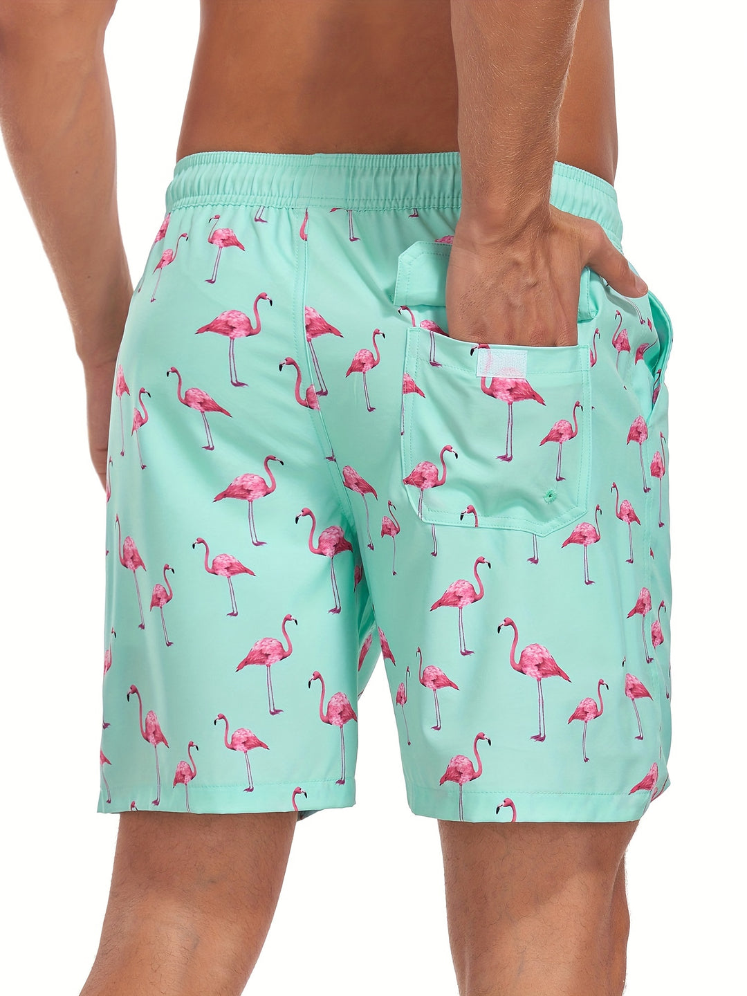 Men’s Tropical Drawstring Beach Trunks