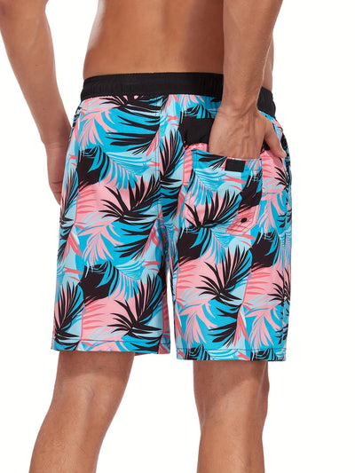 Men’s Tropical Drawstring Beach Trunks