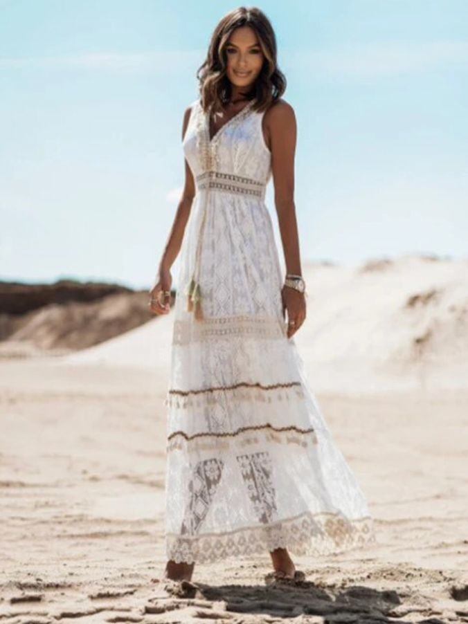 Bohemian Lace Maxi Dress Women