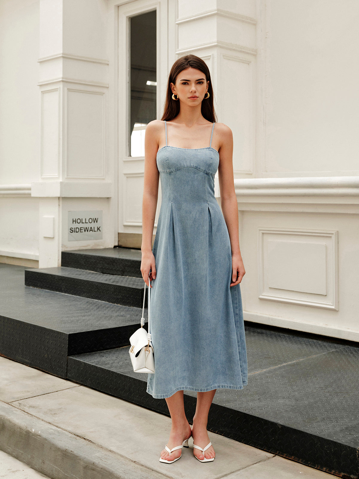 Zipper Denim Maxi Dress Women