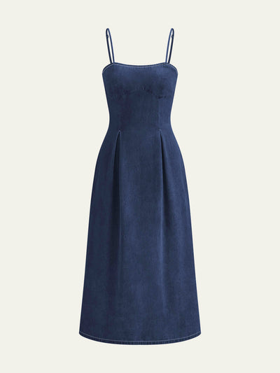 Zipper Denim Maxi Dress Women