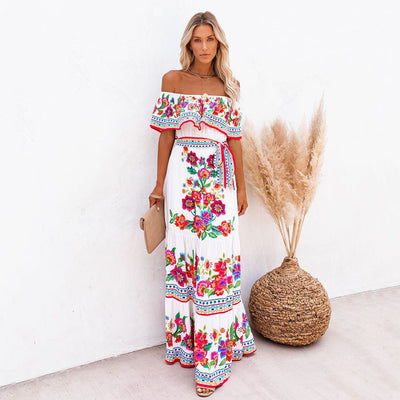 Off Shoulder Floral Maxi Dress Women