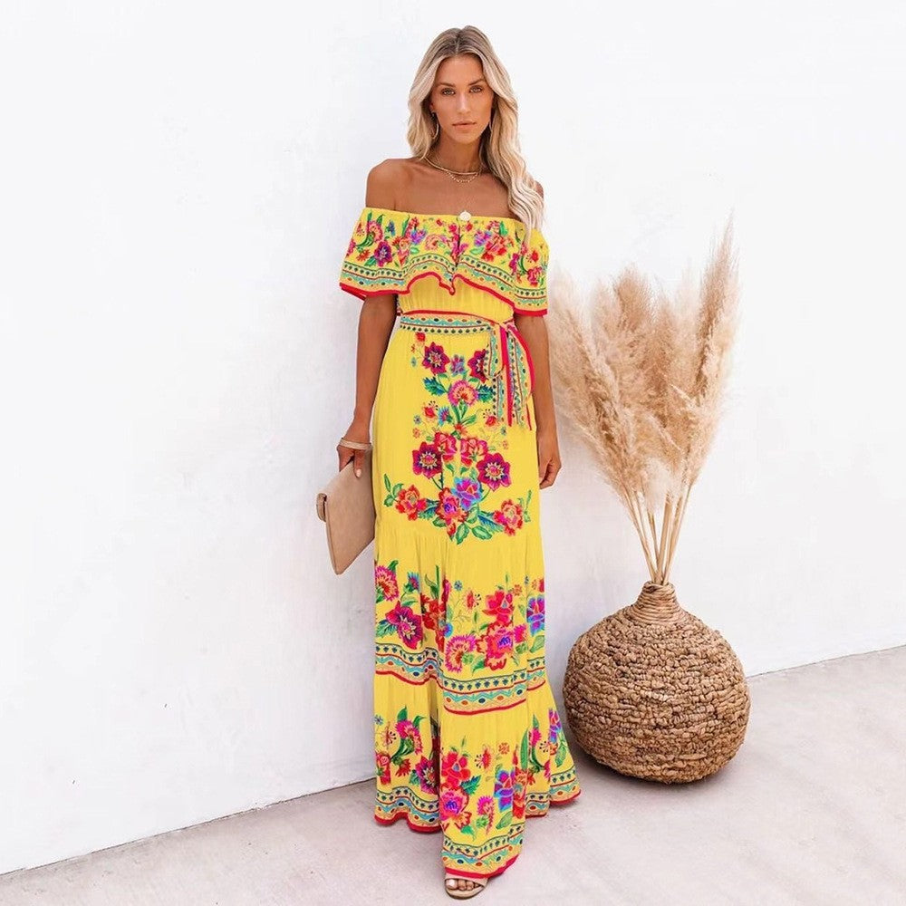 Off Shoulder Floral Maxi Dress Women