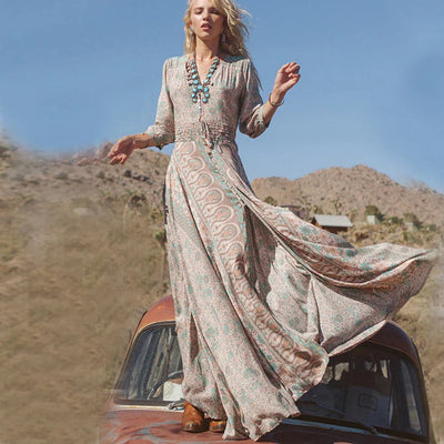 Bohemian Print Maxi Dress Women