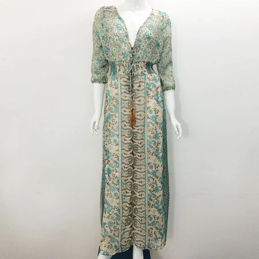 Bohemian Print Maxi Dress Women