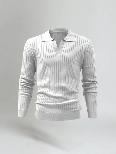 Old Money Cotton Long Sleeve Polo