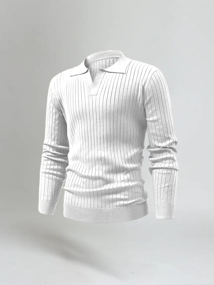 Old Money Cotton Long Sleeve Polo