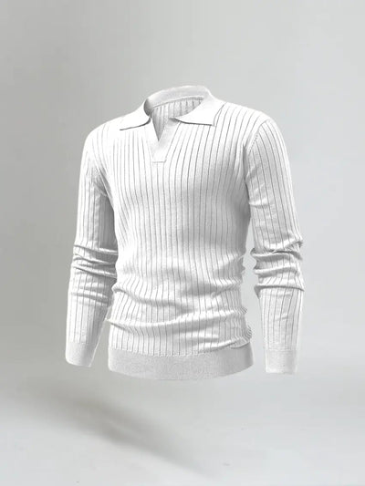 Old Money Cotton Long Sleeve Polo