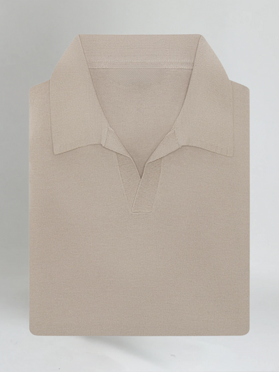Old Money Taupe Buttonless Polo