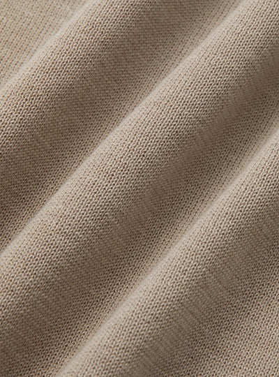 Old Money Taupe Buttonless Polo