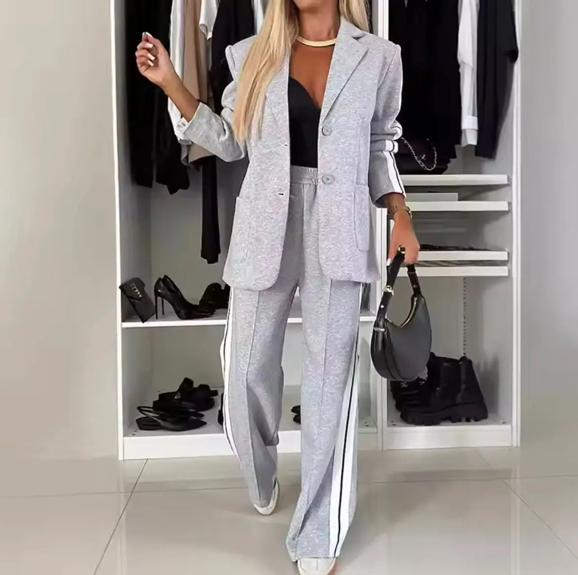 Stripe Tracksuit Two-Piece Set Women