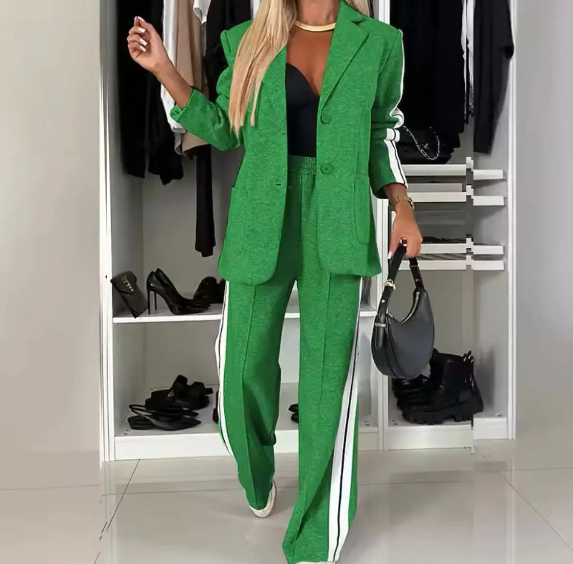 Stripe Tracksuit Two-Piece Set Women