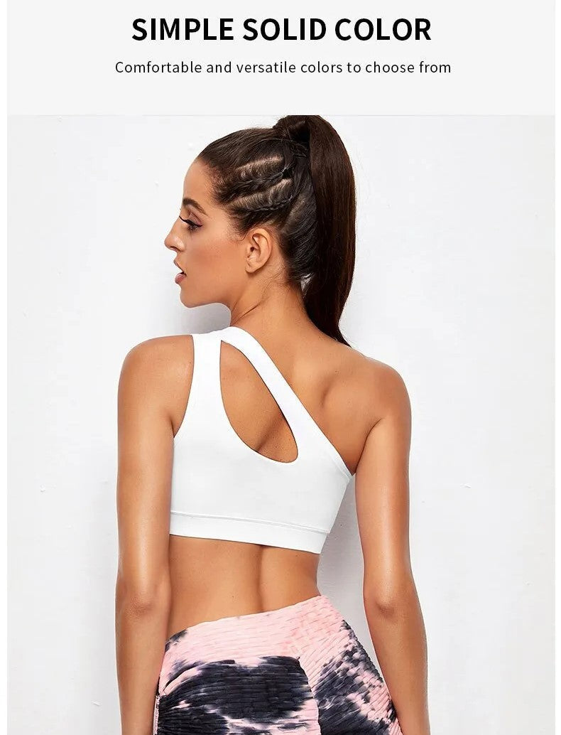 Shockproof Yoga Bra One-Shoulder Look
