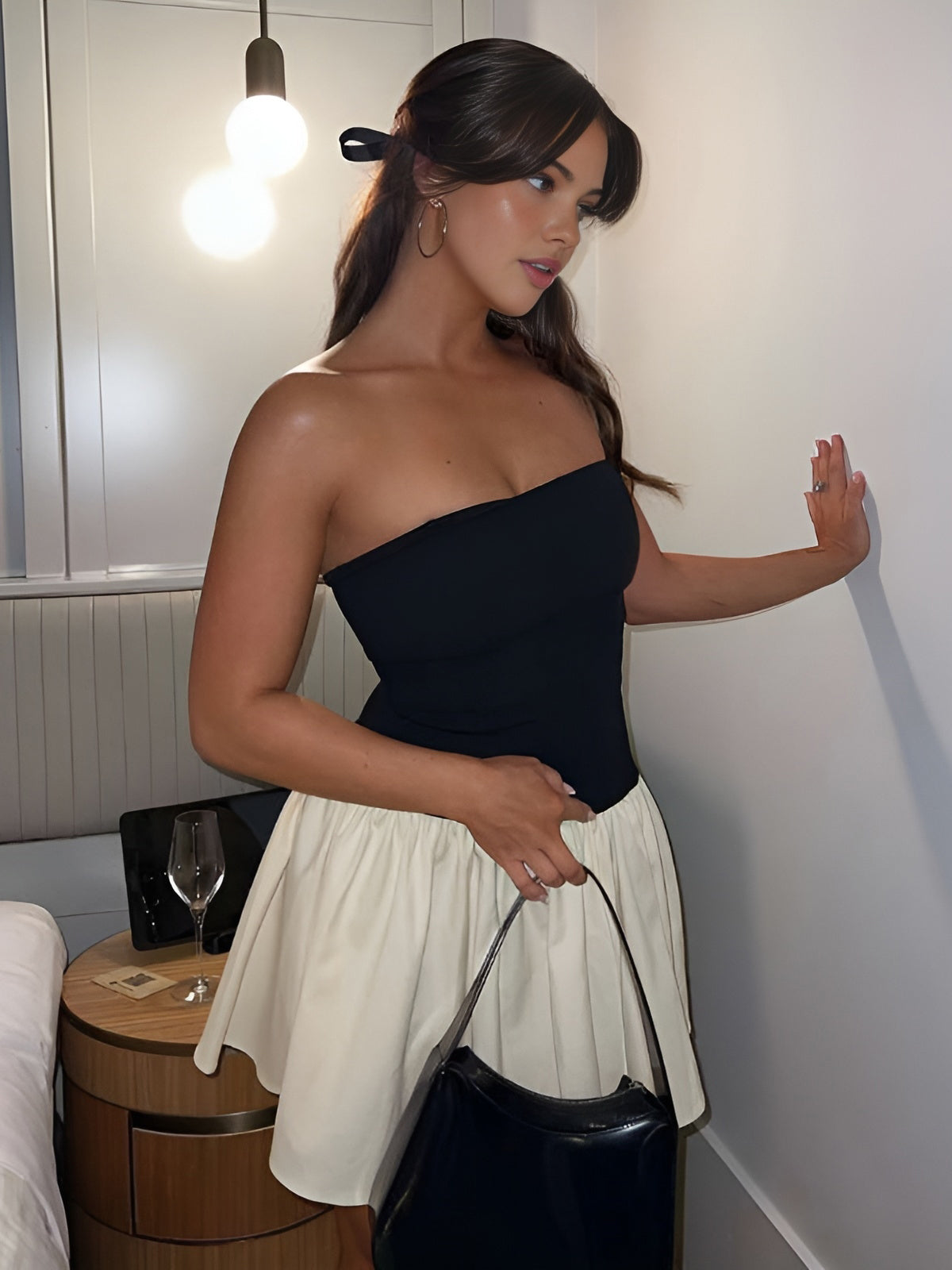 Strapless Balloon Mini Dress Women