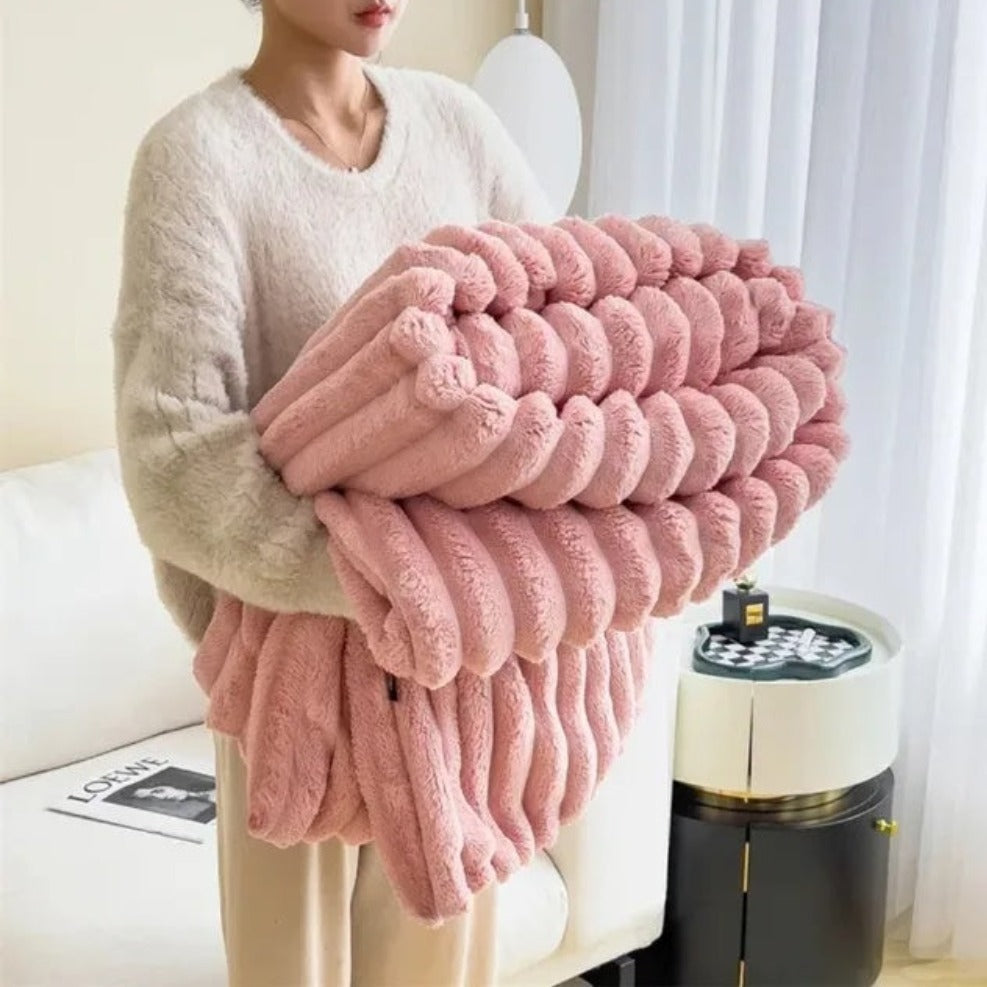 Plush Stripped Throw Blanket