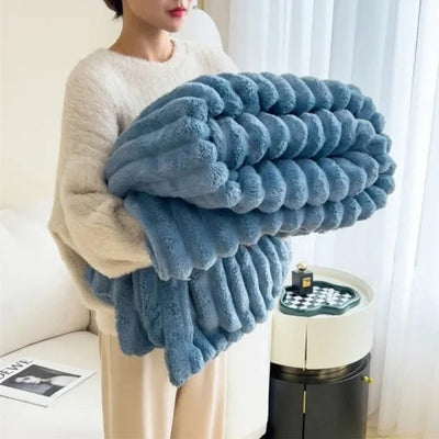 Plush Stripped Throw Blanket