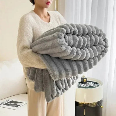 Plush Stripped Throw Blanket