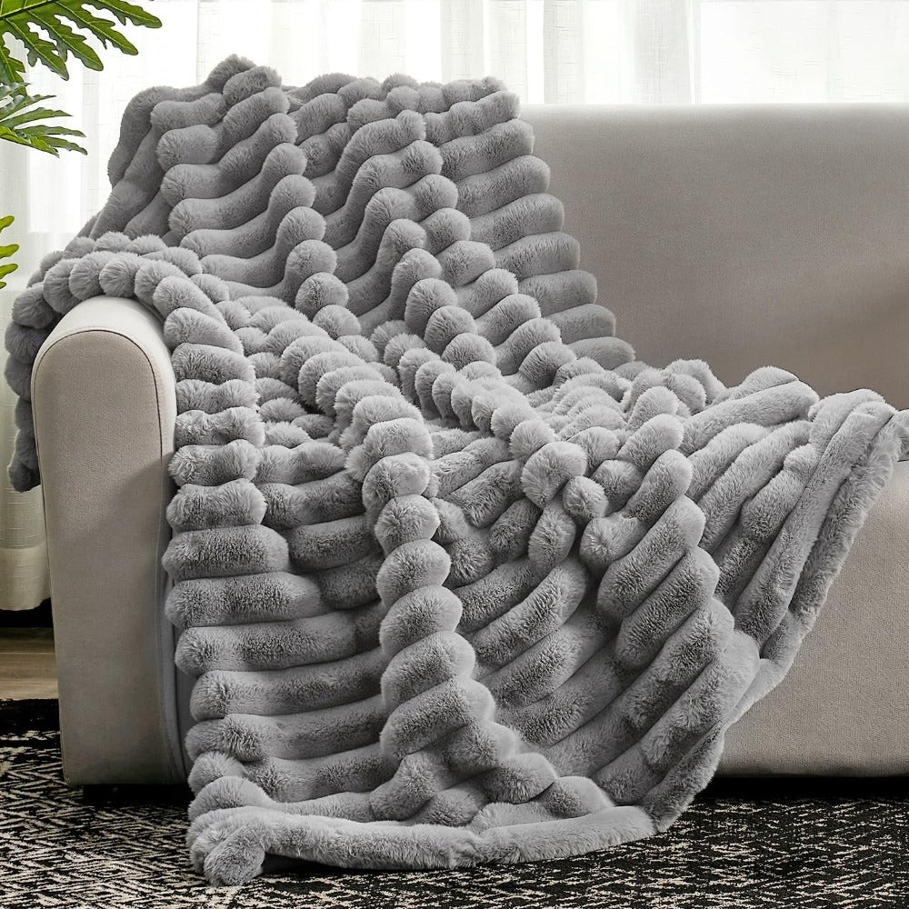 Plush Stripped Throw Blanket