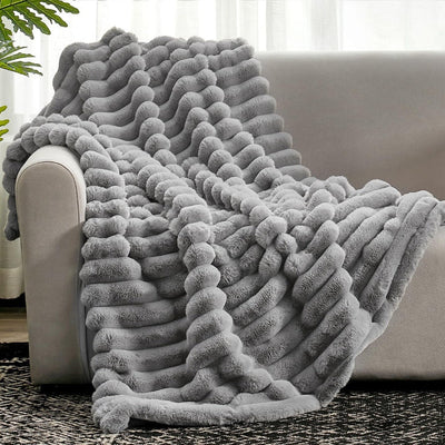Plush Stripped Throw Blanket