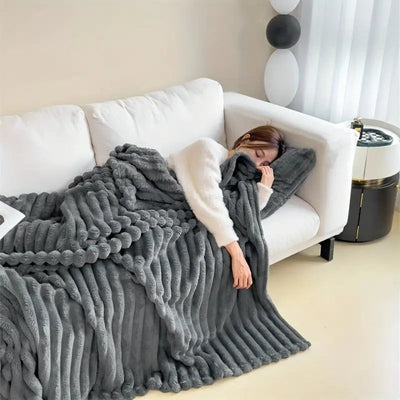Plush Stripped Throw Blanket