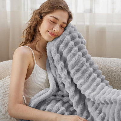 Plush Stripped Throw Blanket