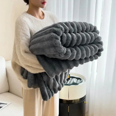 Plush Stripped Throw Blanket