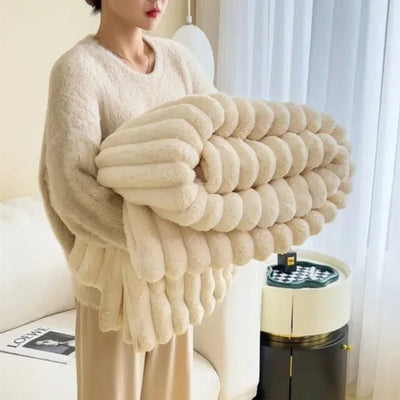 Plush Stripped Throw Blanket
