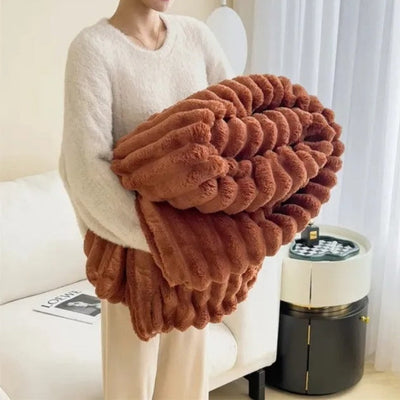 Plush Stripped Throw Blanket