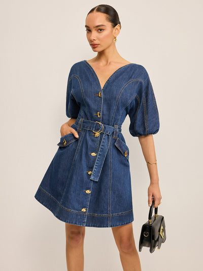 Belted Women's Denim Dress