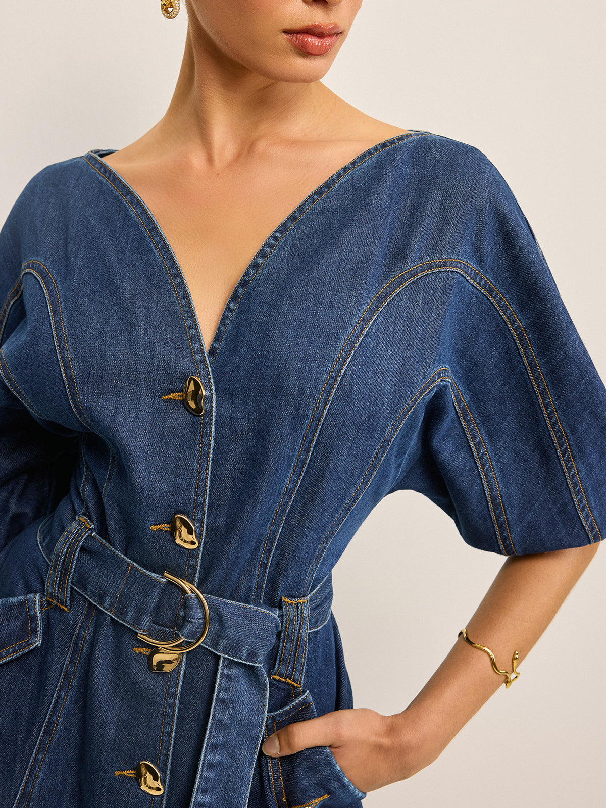 Belted Women's Denim Dress
