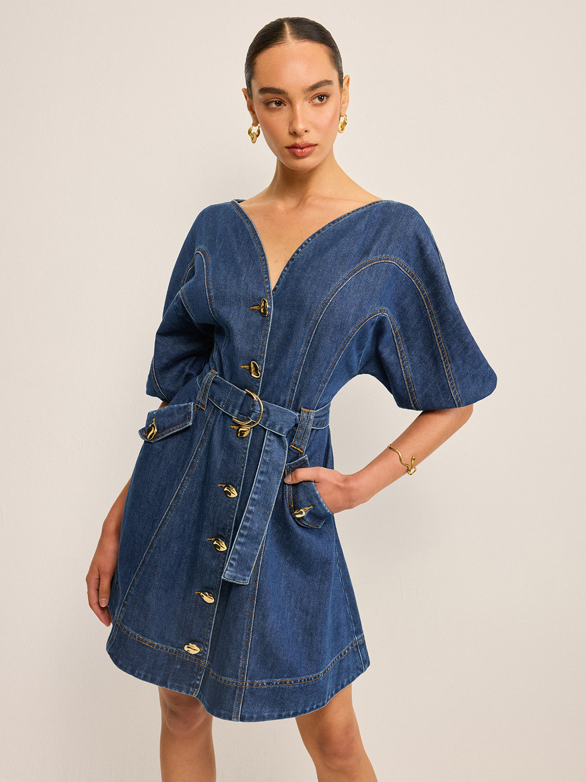 Belted Women's Denim Dress