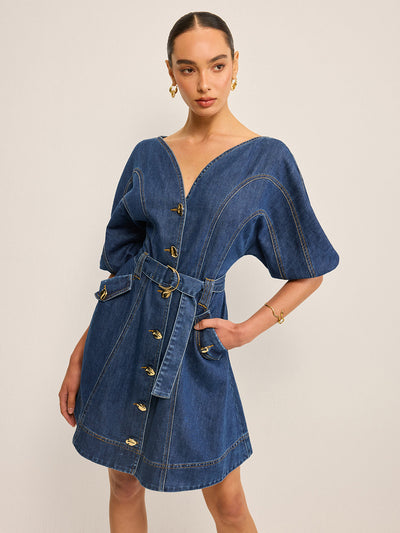 Belted Women's Denim Dress