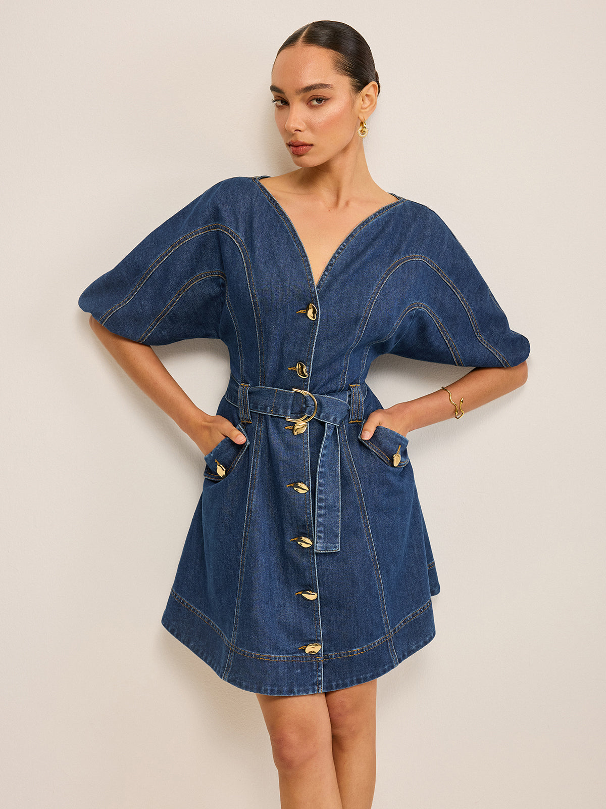 Belted Women's Denim Dress