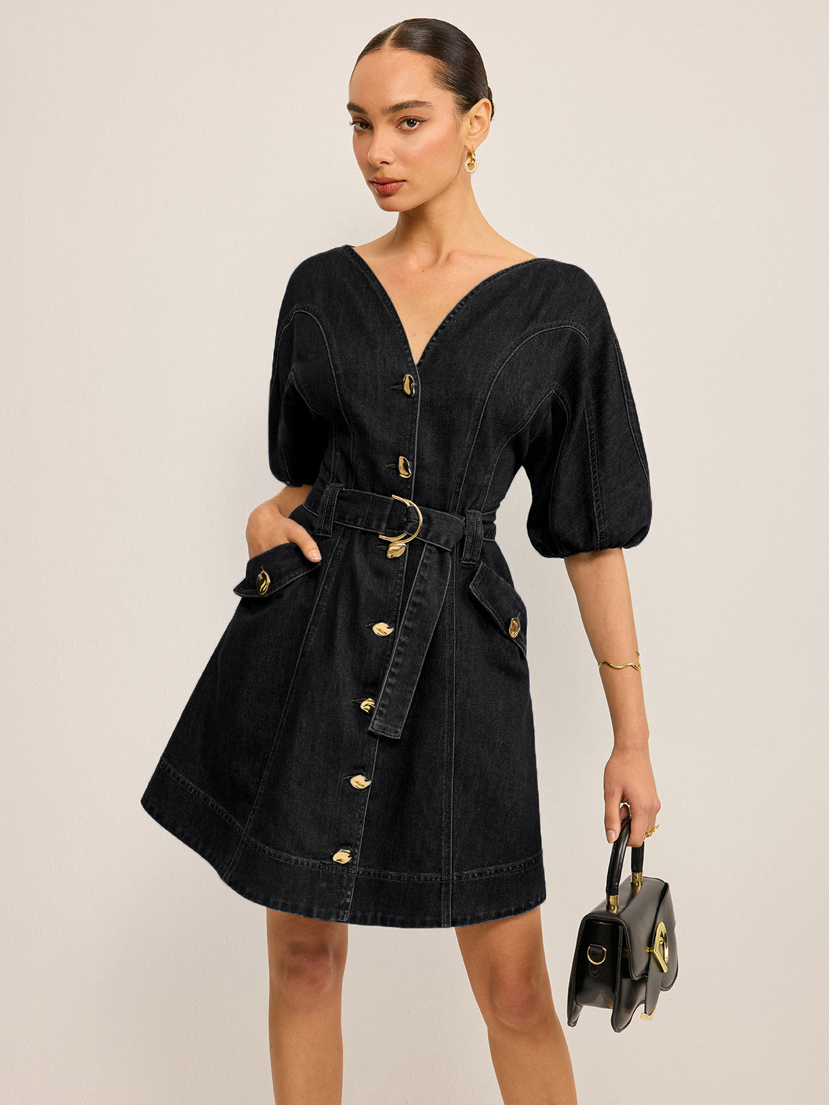 Belted Women's Denim Dress