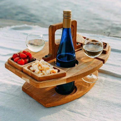 Wooden Picnic Table Wine Rack
