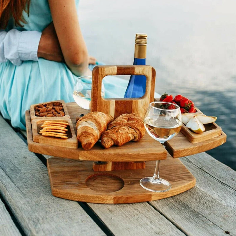 Wooden Picnic Table Wine Rack