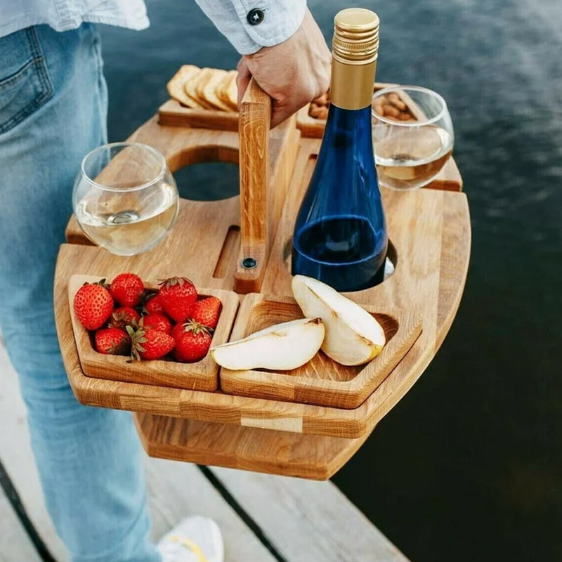 Wooden Picnic Table Wine Rack