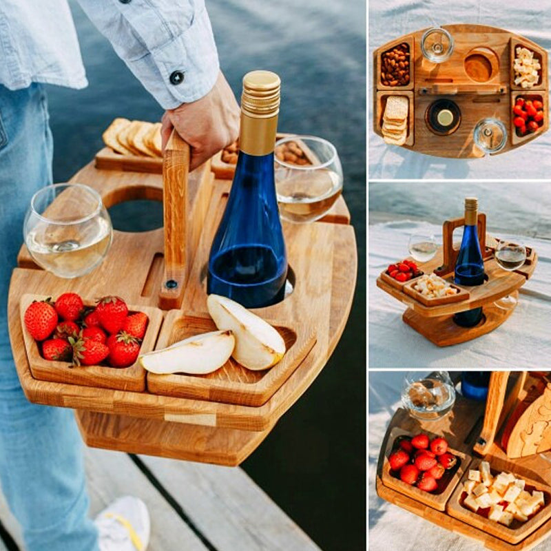 Wooden Picnic Table Wine Rack