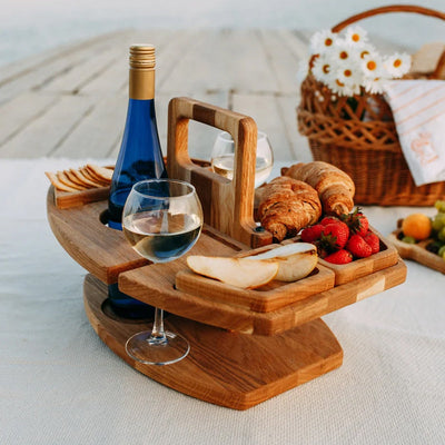 Wooden Picnic Table Wine Rack