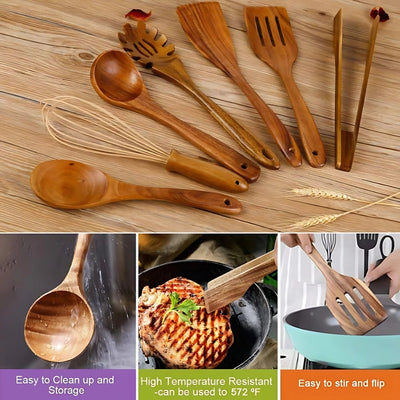 Premium Wooden Cooking Utensils 7pcs