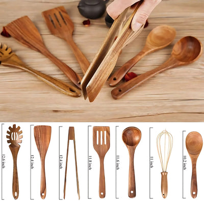 Premium Wooden Cooking Utensils 7pcs