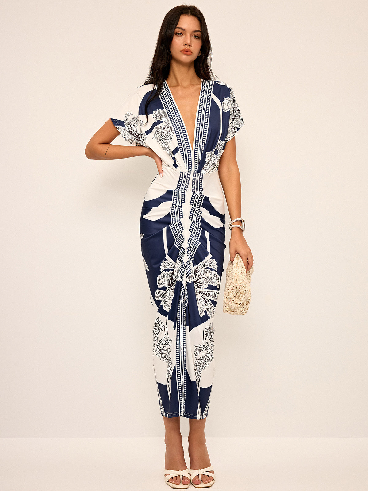 Printed V-Neck Women's Dress