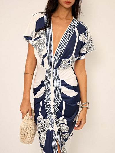 Printed V-Neck Women's Dress