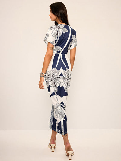 Printed V-Neck Women's Dress