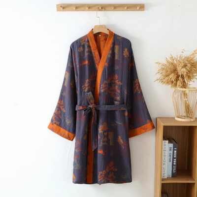 Pure Cotton Elegance Kimono Bathrobe