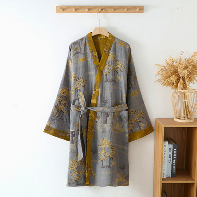 Pure Cotton Elegance Kimono Bathrobe
