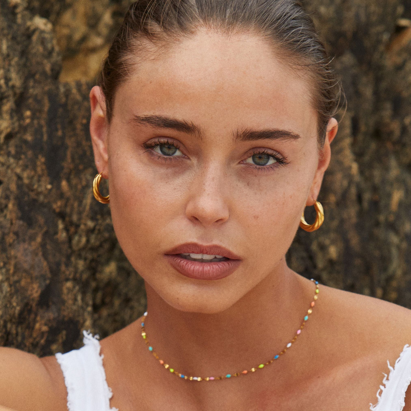RainbowGleam Subtle Gold Choker Necklace