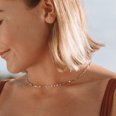 RainbowGleam Subtle Gold Choker Necklace