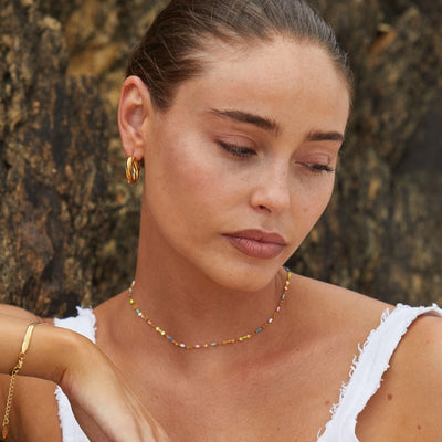 RainbowGleam Subtle Gold Choker Necklace
